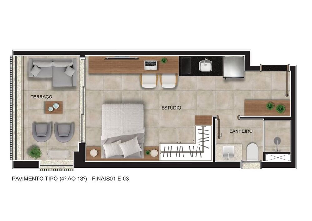 Kitnet-Studio, 29 m² - Foto 1