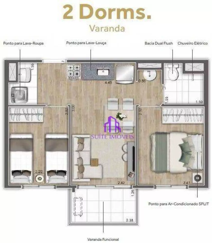Apartamento, 2 quartos, 57 m² - Foto 1