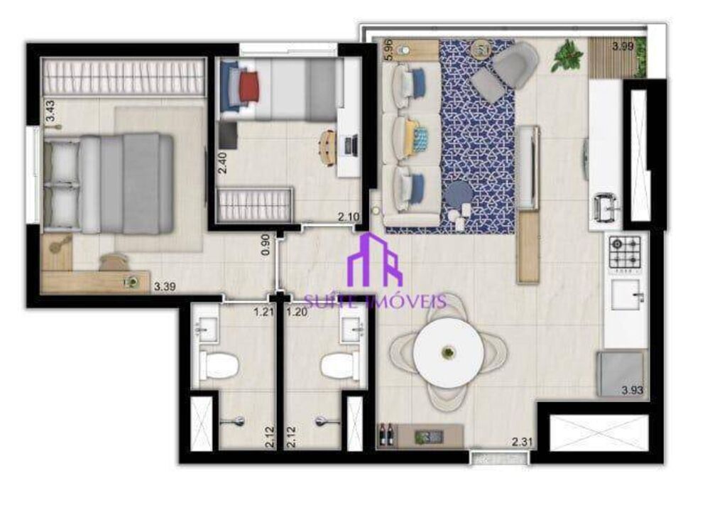 Apartamento, 3 quartos, 59 m² - Foto 1