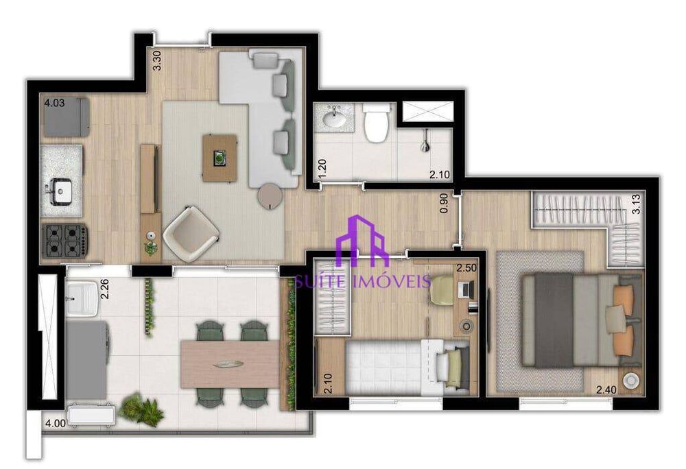 Apartamento, 3 quartos, 59 m² - Foto 3