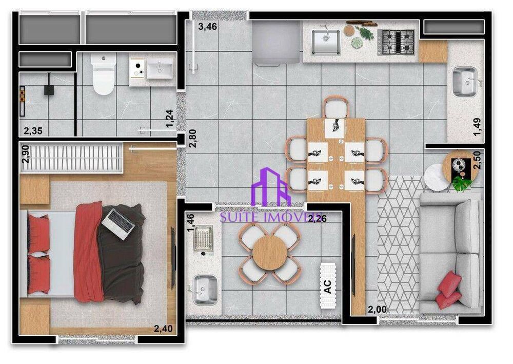 Apartamento, 2 quartos, 40 m² - Foto 2