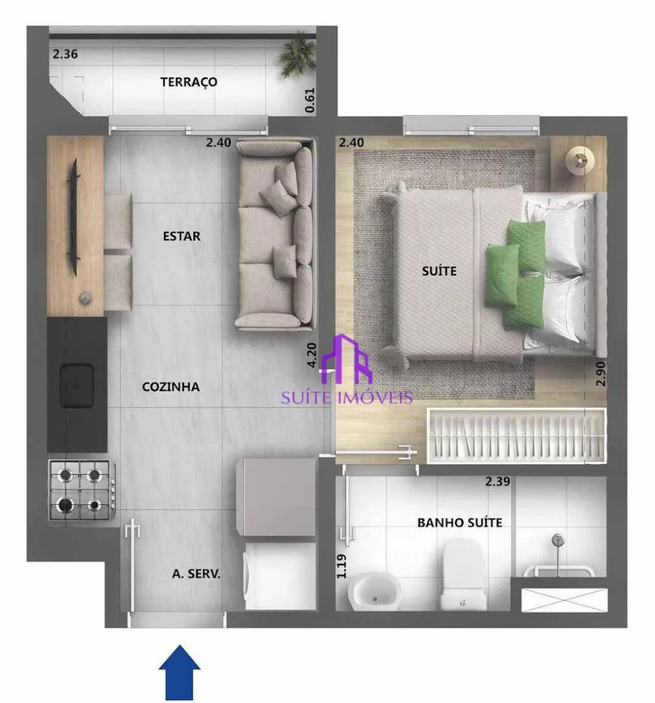 Kitnet-Studio, 25 m² - Foto 4