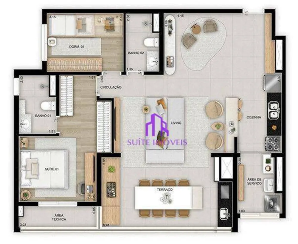Apartamento, 3 quartos, 98 m² - Foto 2