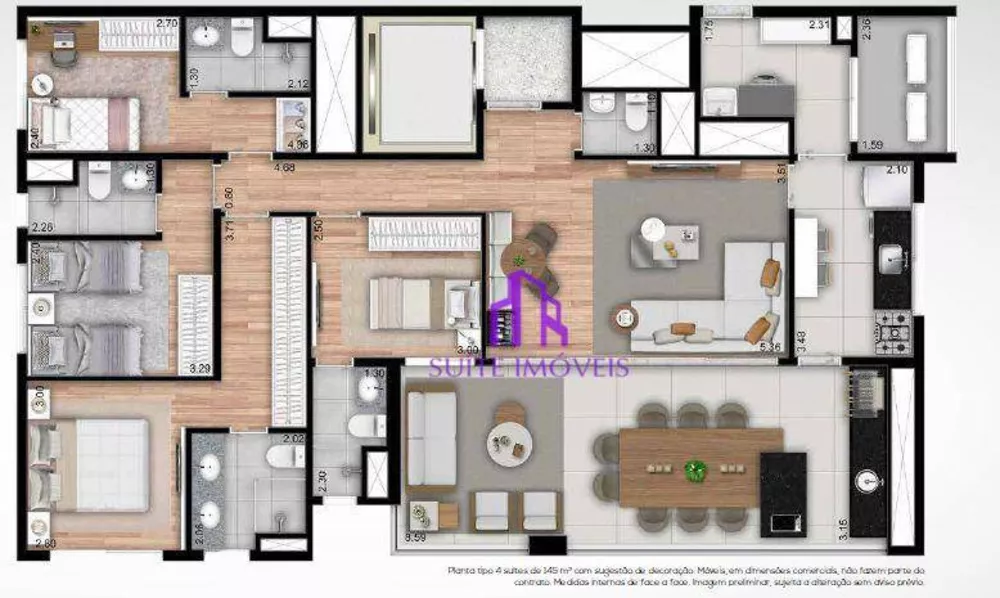 Apartamento à venda com 4 quartos, 146m² - Foto 1