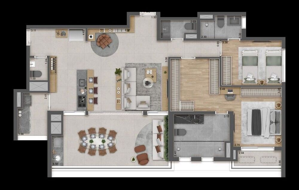Apartamento à venda com 3 quartos, 122m² - Foto 2
