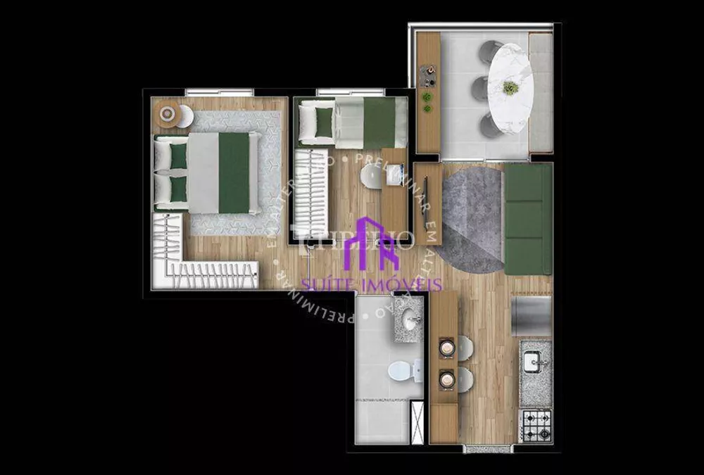 Apartamento à venda com 2 quartos, 48m² - Foto 3