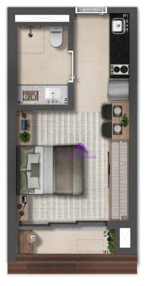 Kitnet-Studio, 24 m² - Foto 2