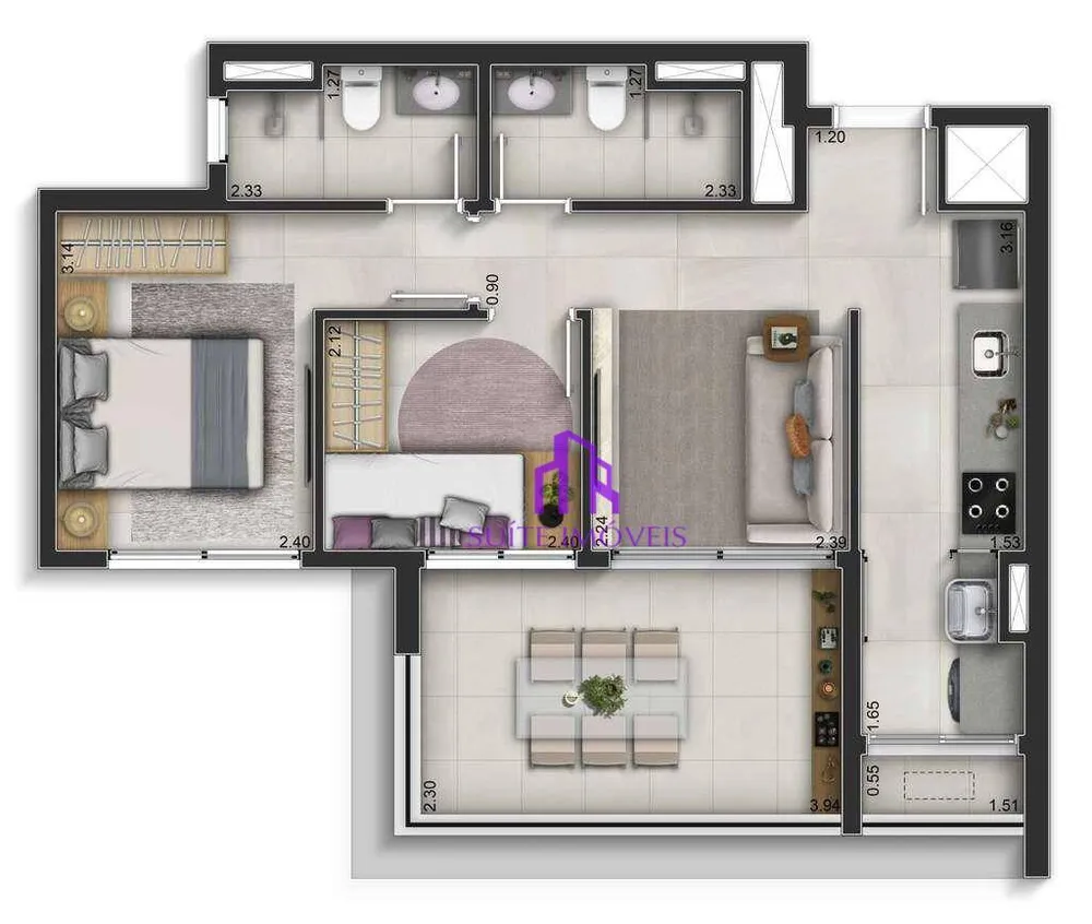Apartamento, 2 quartos, 56 m² - Foto 4