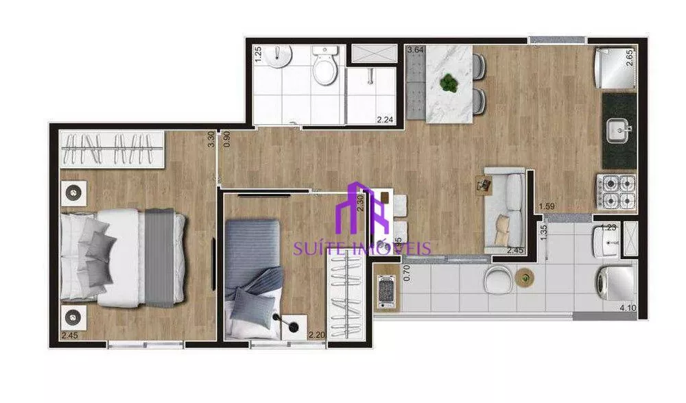 Apartamento, 2 quartos, 50 m² - Foto 3