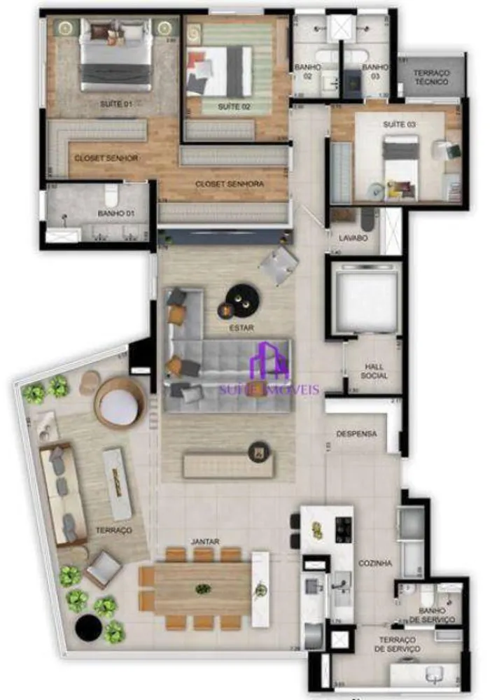 Apartamento, 4 quartos, 195 m² - Foto 3