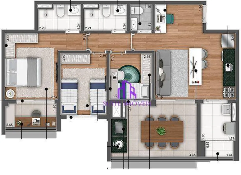Apartamento, 2 quartos, 69 m² - Foto 4