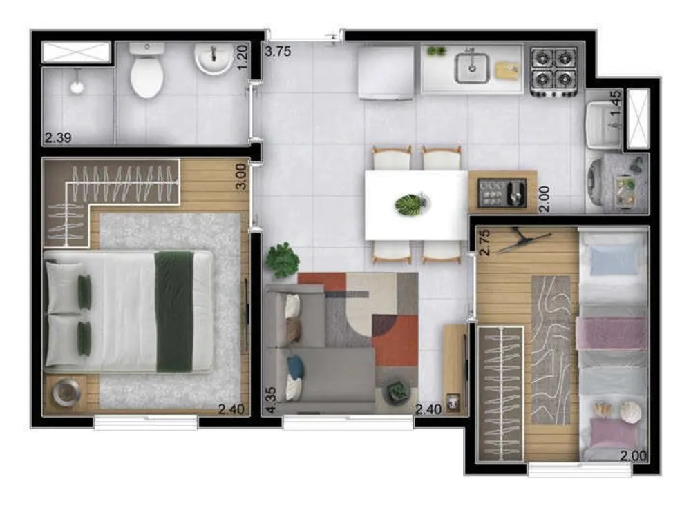 Apartamento, 2 quartos, 44 m² - Foto 2
