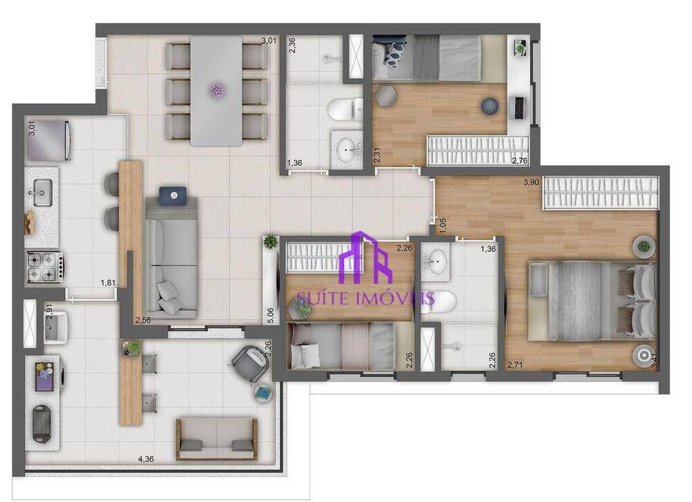 Apartamento, 3 quartos, 81 m² - Foto 1