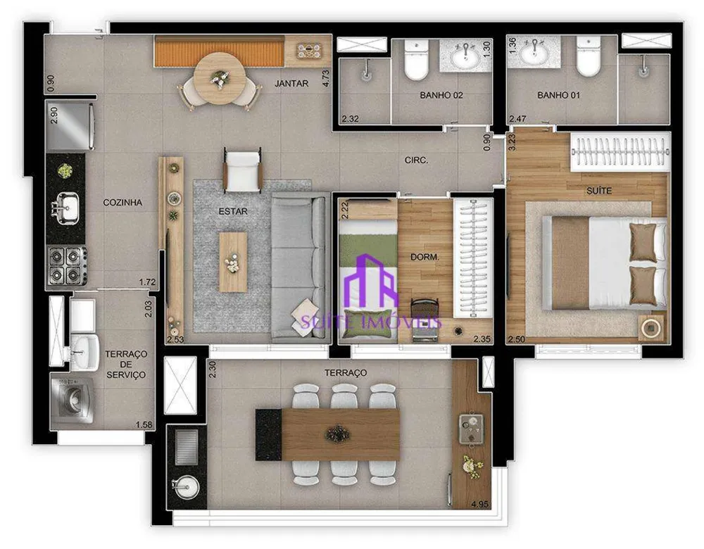 Apartamento, 2 quartos, 73 m² - Foto 2