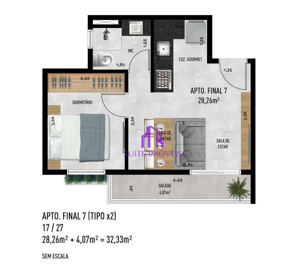 Apartamento, 2 quartos, 37 m² - Foto 3