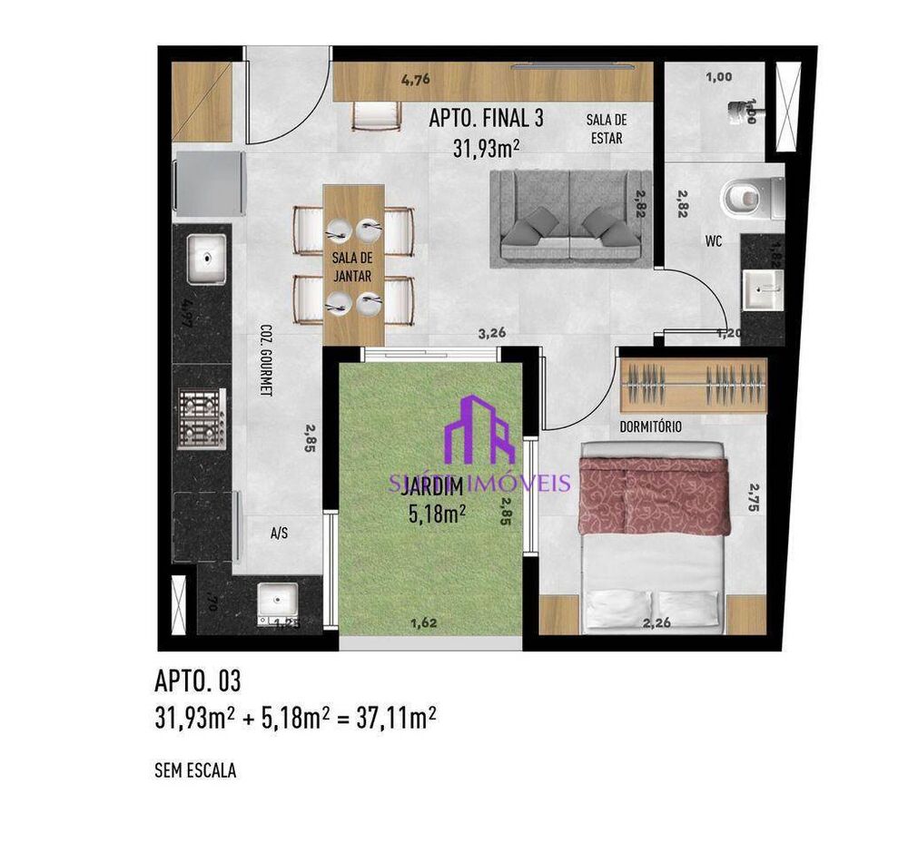 Apartamento, 2 quartos, 37 m² - Foto 4