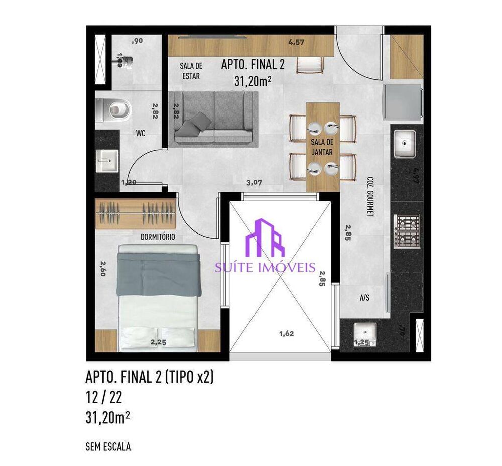 Apartamento, 2 quartos, 37 m² - Foto 1