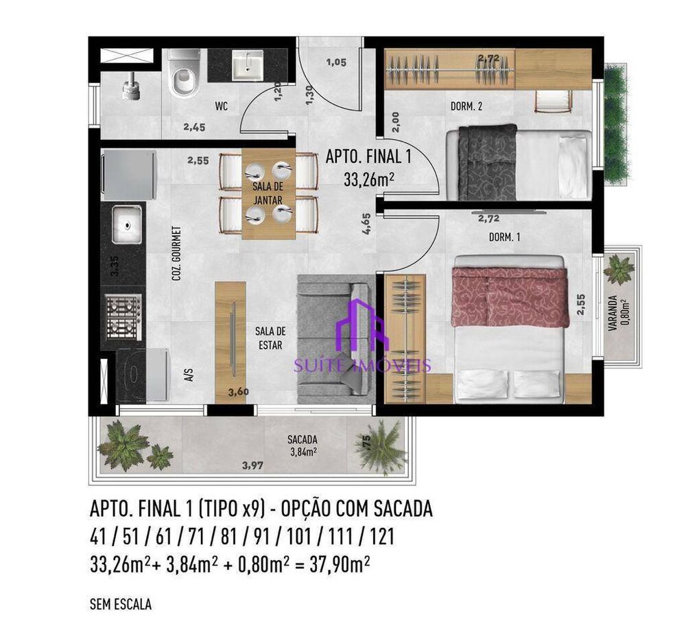 Apartamento, 2 quartos, 37 m² - Foto 9