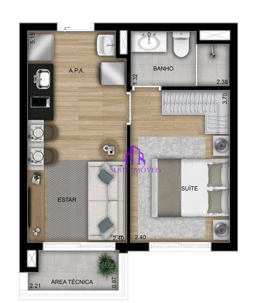Apartamento, 2 quartos, 40 m² - Foto 3