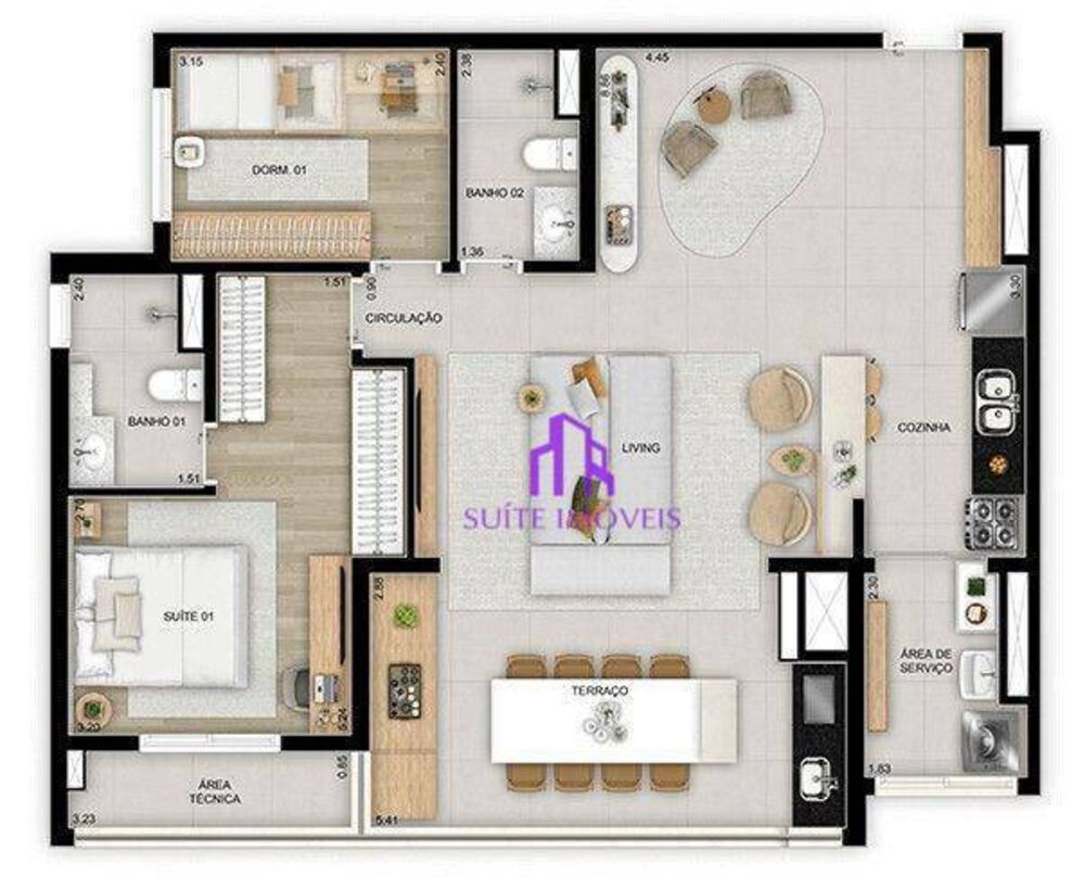 Apartamento, 3 quartos, 114 m² - Foto 2