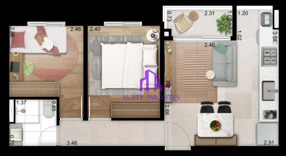 Apartamento, 2 quartos, 40 m² - Foto 1