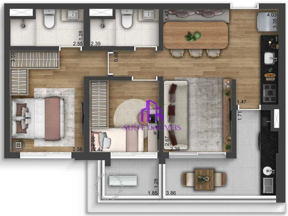 Apartamento, 3 quartos, 90 m² - Foto 2