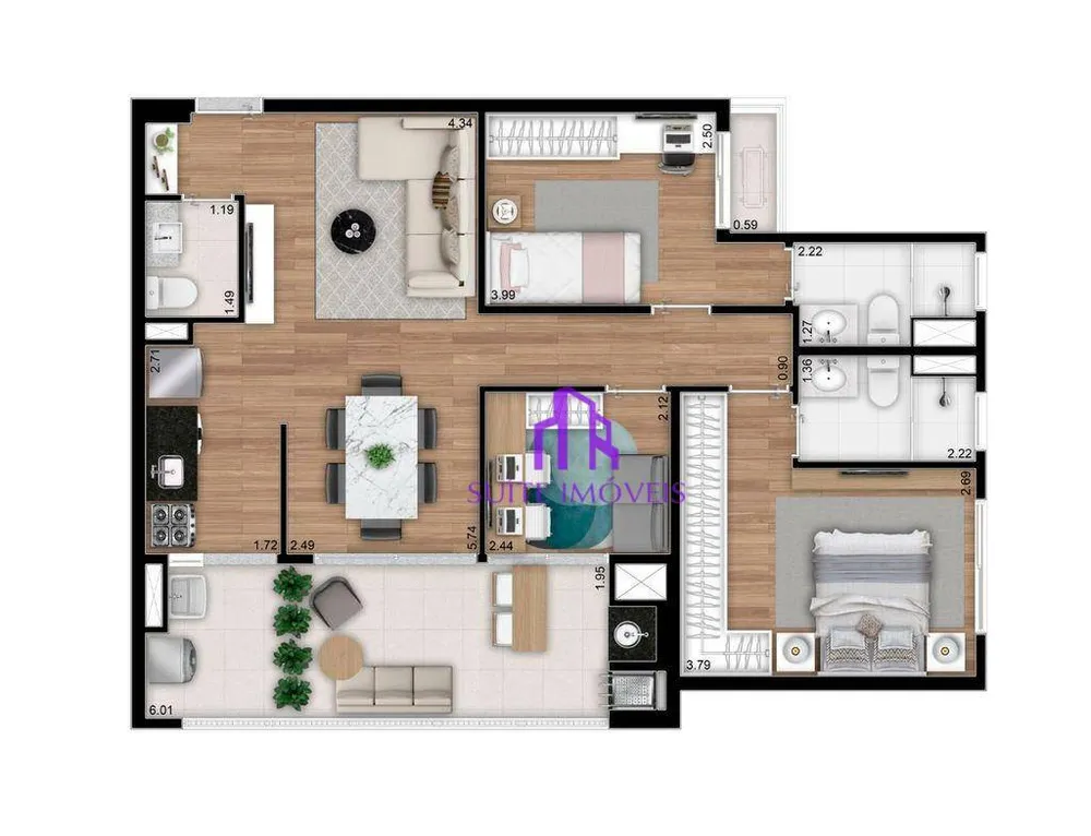 Apartamento, 3 quartos, 84 m² - Foto 1