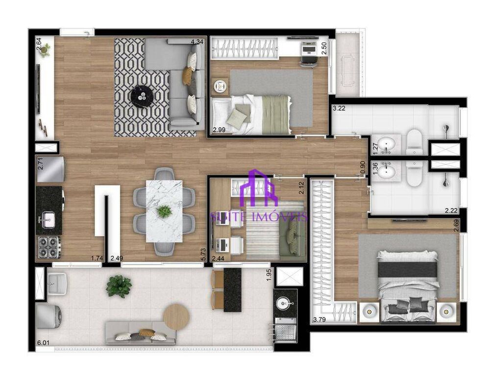 Apartamento à venda com 2 quartos, 60m² - Foto 7
