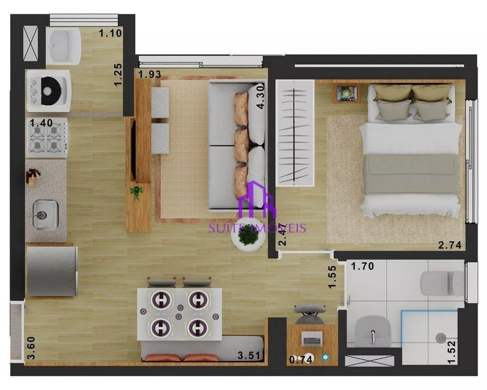 Apartamento à venda com 2 quartos, 42m² - Foto 4