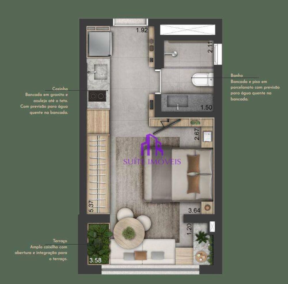 Kitnet-Studio, 26 m² - Foto 1