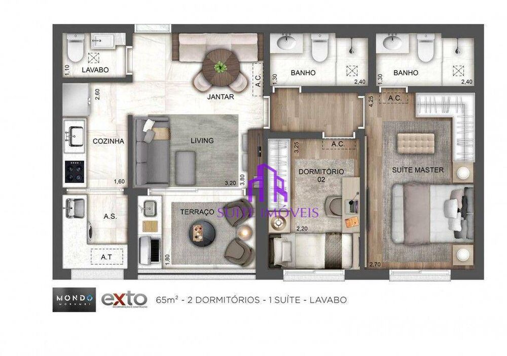 Apartamento, 2 quartos, 65 m² - Foto 1