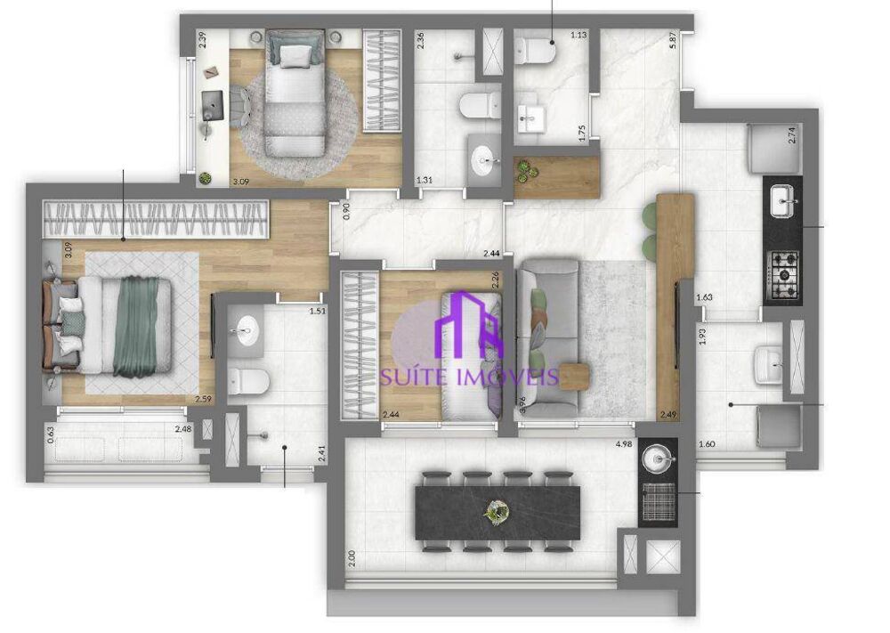 Apartamento, 2 quartos, 76 m² - Foto 3