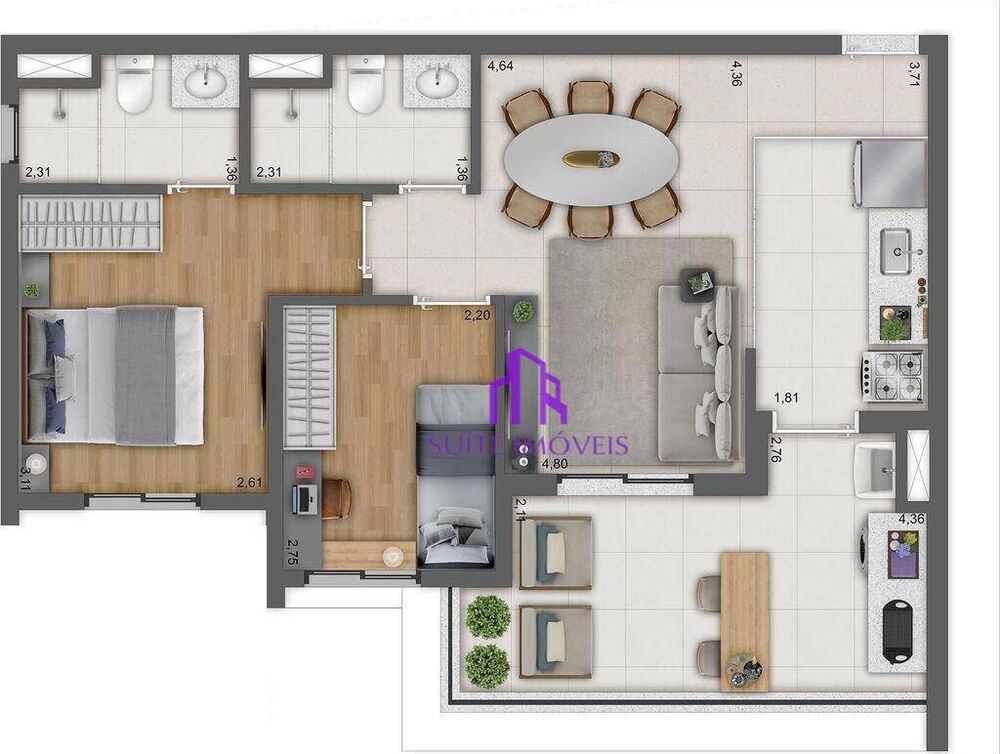 Apartamento, 3 quartos, 69 m² - Foto 2