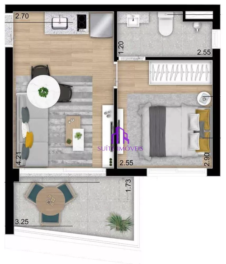 Apartamento à venda com 1 quarto, 32m² - Foto 2