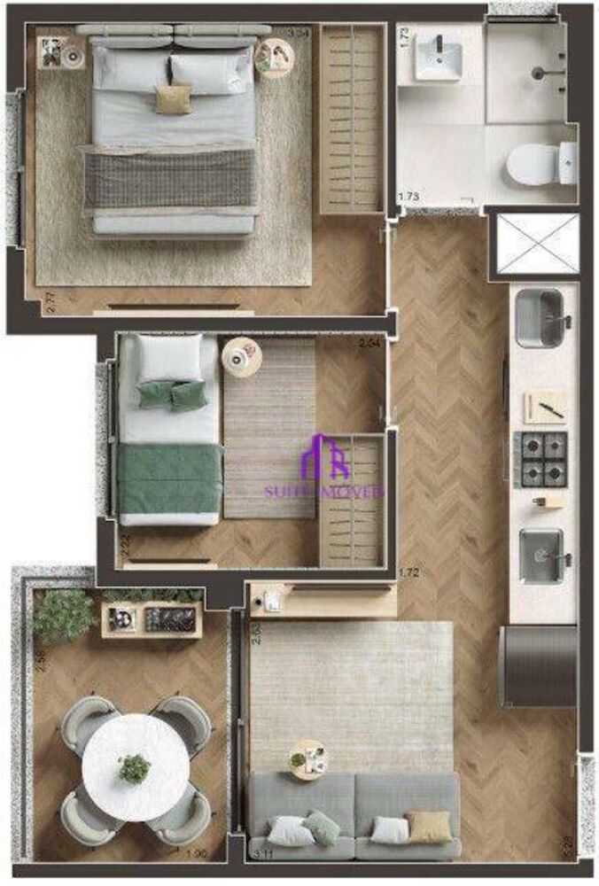 Apartamento, 2 quartos, 39 m² - Foto 3