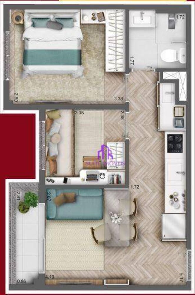 Apartamento, 2 quartos, 39 m² - Foto 3