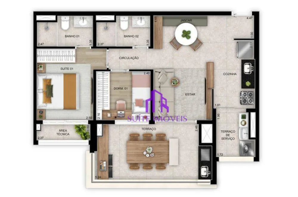 Apartamento, 3 quartos, 91 m² - Foto 3