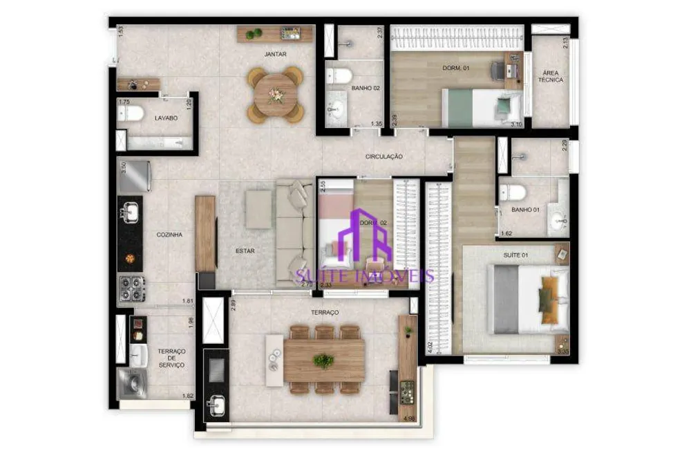 Apartamento, 3 quartos, 91 m² - Foto 2