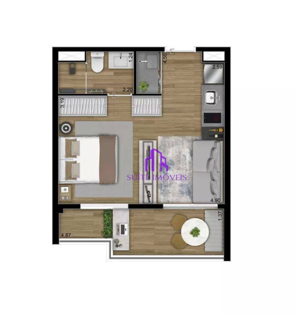 Apartamento, 1 quarto, 58 m² - Foto 1