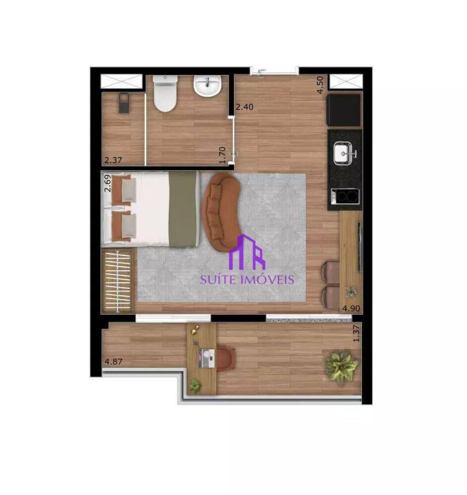 Apartamento, 1 quarto, 58 m² - Foto 3