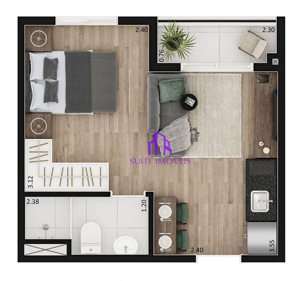 Apartamento, 1 quarto, 23 m² - Foto 1