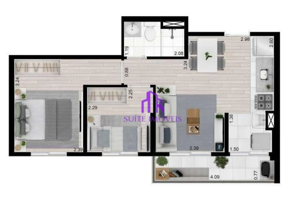 Apartamento, 2 quartos, 41 m² - Foto 3