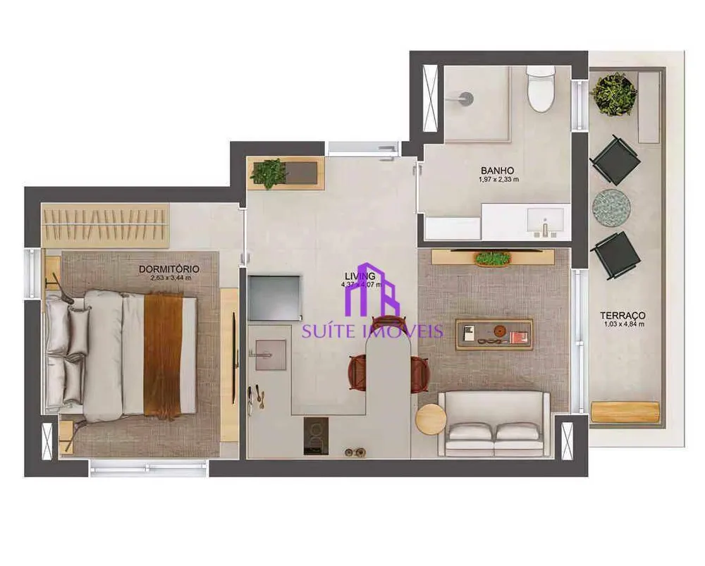 Apartamento, 1 quarto, 37 m² - Foto 1