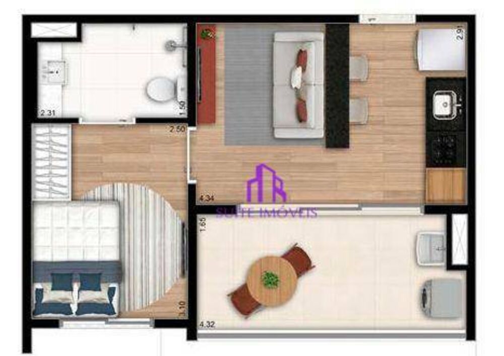 Apartamento, 1 quarto, 43 m² - Foto 1