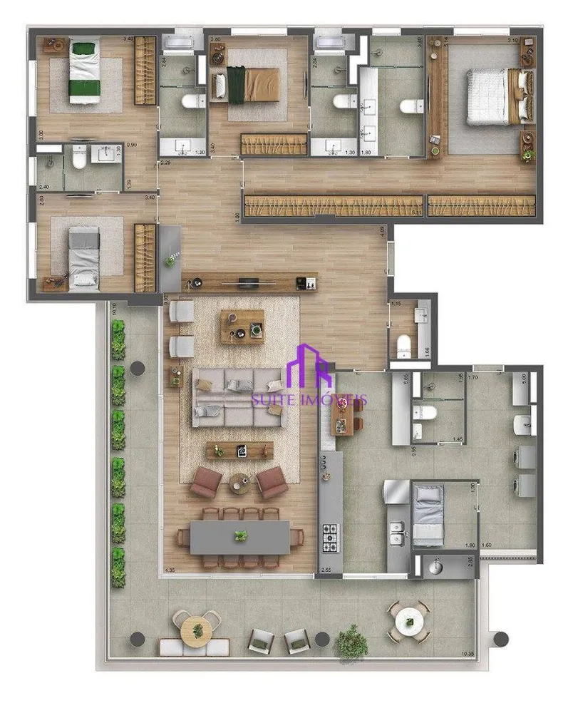 Apartamento, 3 quartos, 197 m² - Foto 1
