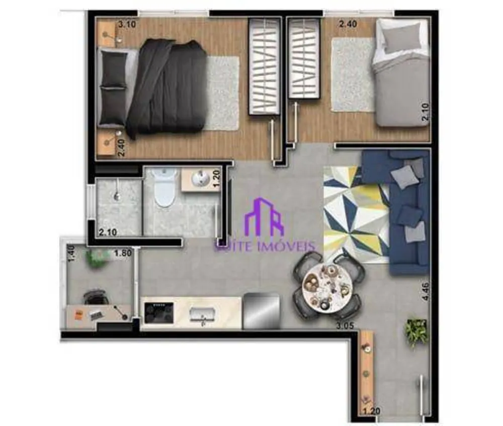 Apartamento, 3 quartos, 52 m² - Foto 2