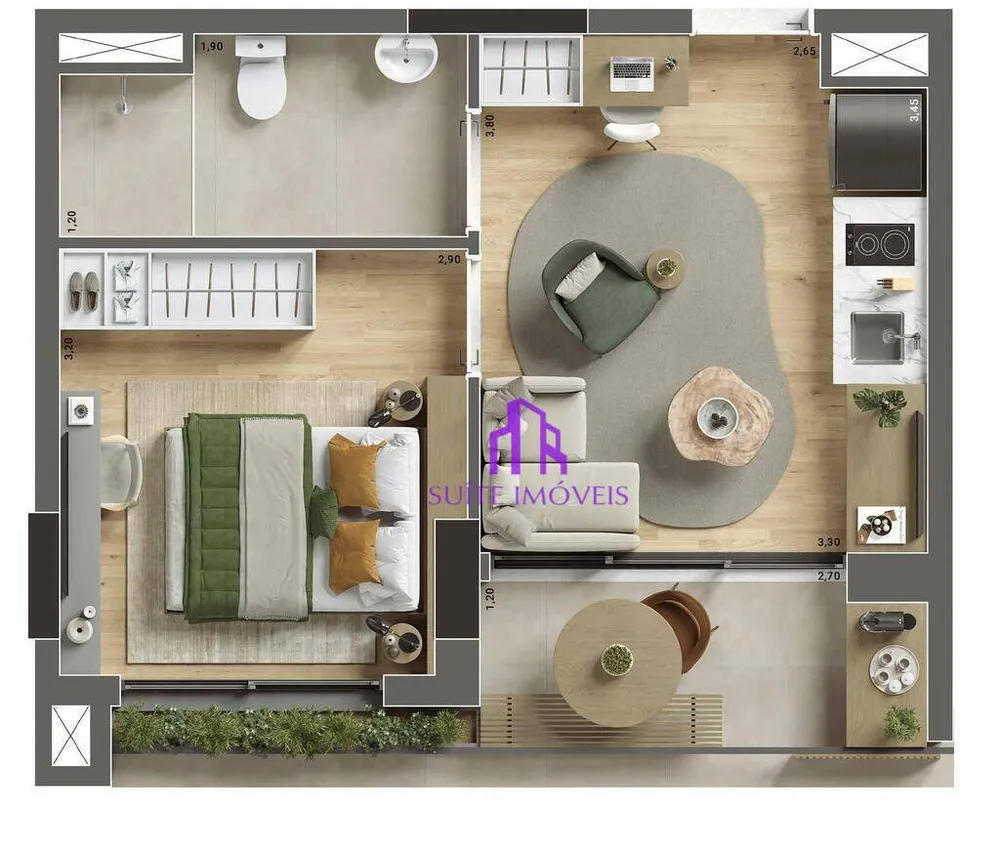 Apartamento, 1 quarto, 39 m² - Foto 1