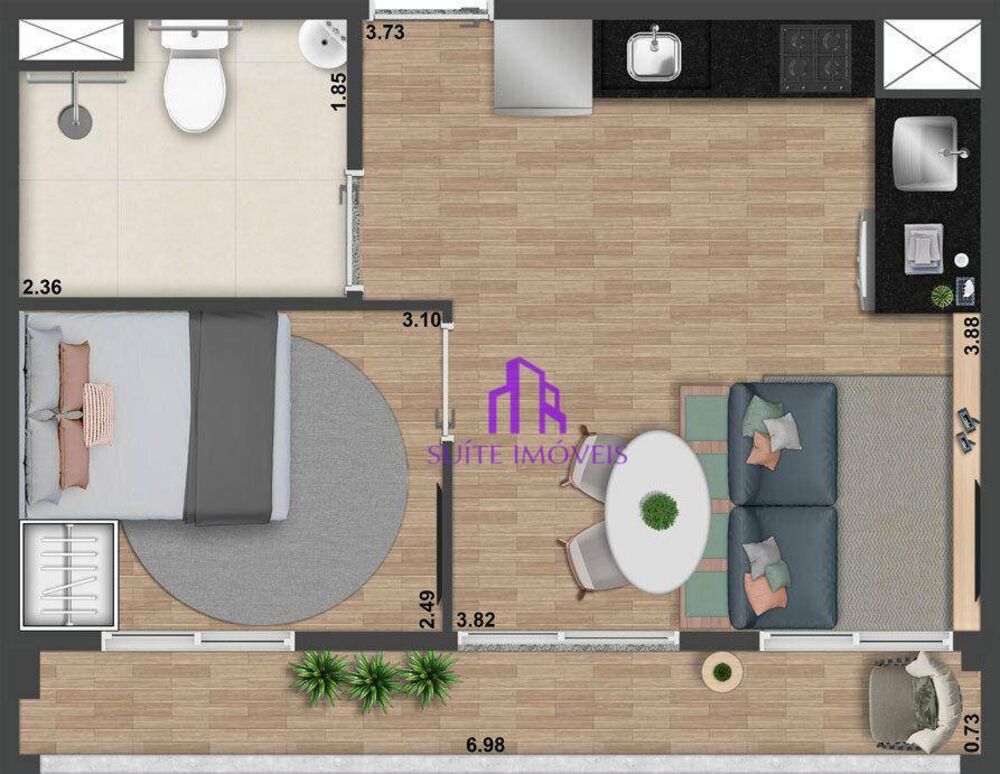Apartamento, 1 quarto, 39 m² - Foto 2