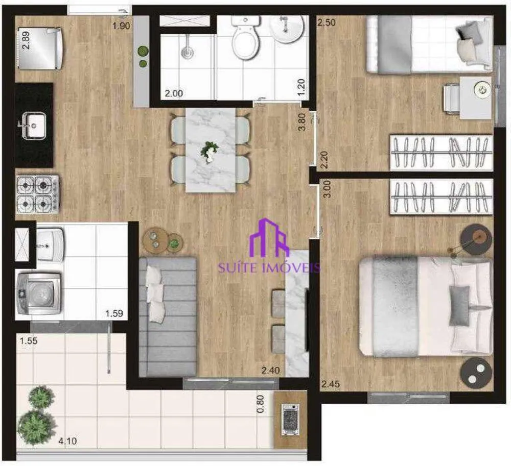 Apartamento, 2 quartos, 42 m² - Foto 2