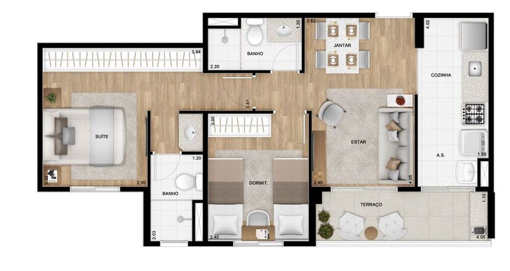 Apartamento, 2 quartos, 61 m² - Foto 3